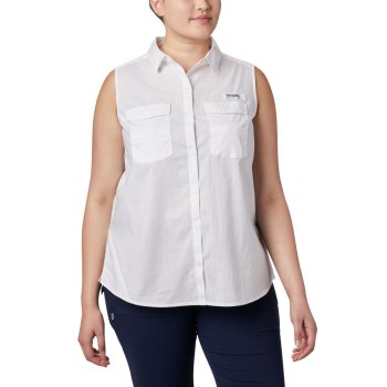 Columbia T-Shirt Dames, PFG Bonehead Stretch Sleeveless Plus Size Wit, 28SXJTQUO